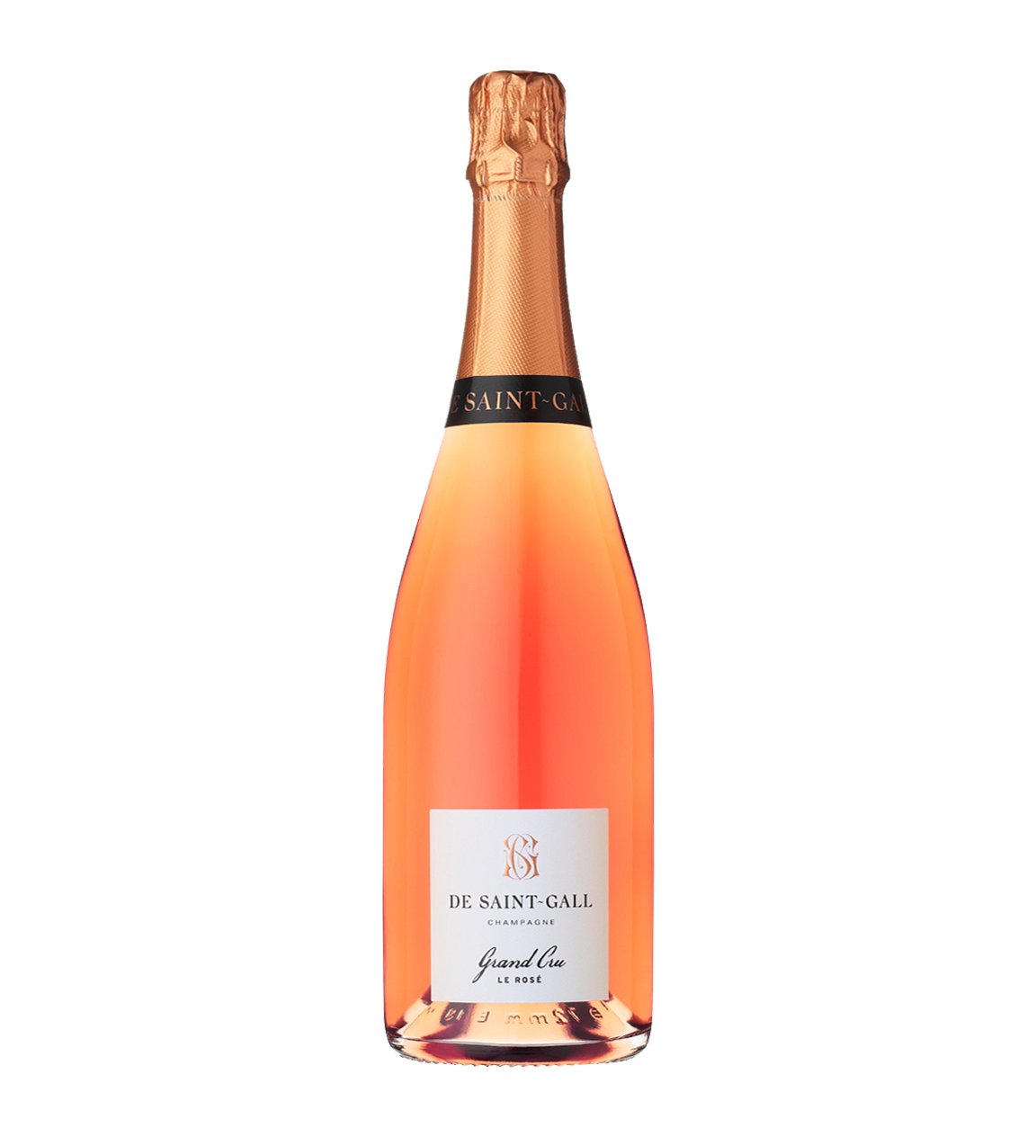 Eine Flasche Chamagner der Marke De Saint-Gall der Sorte Grand Cru le Rose