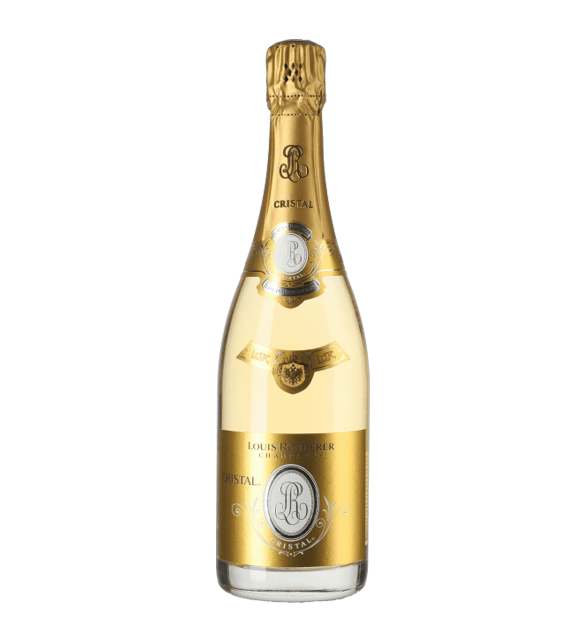 Eine Flasche Chamagner der Marke Louis Roederer der Sorte Cristal